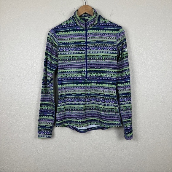 Nike Pro Aztec Hyper-warm Half Zip Front Dri-fit Long Sleeve Top Size Medium - Picture 1 of 14
